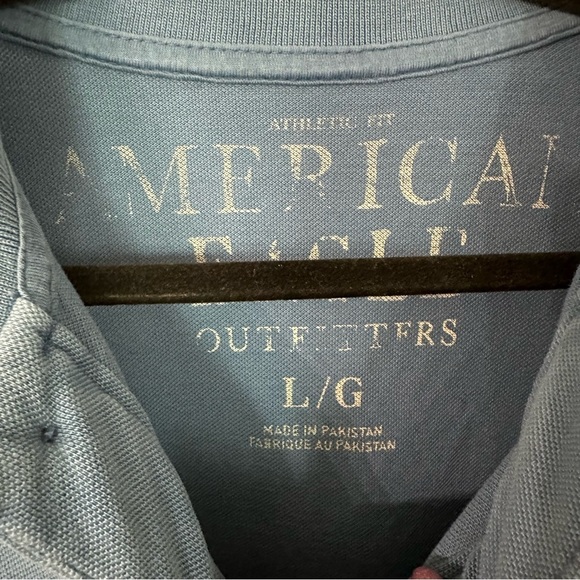 American Eagle Men’s Athletic Fit Blue Short Sleeve Buttoned Polo Size L GUC - Picture 6 of 8